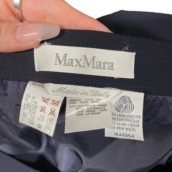 MaxMara Navy Blue Classic Virgin Wool Pencil Skirt Size US 10 - Picture 6 of 6